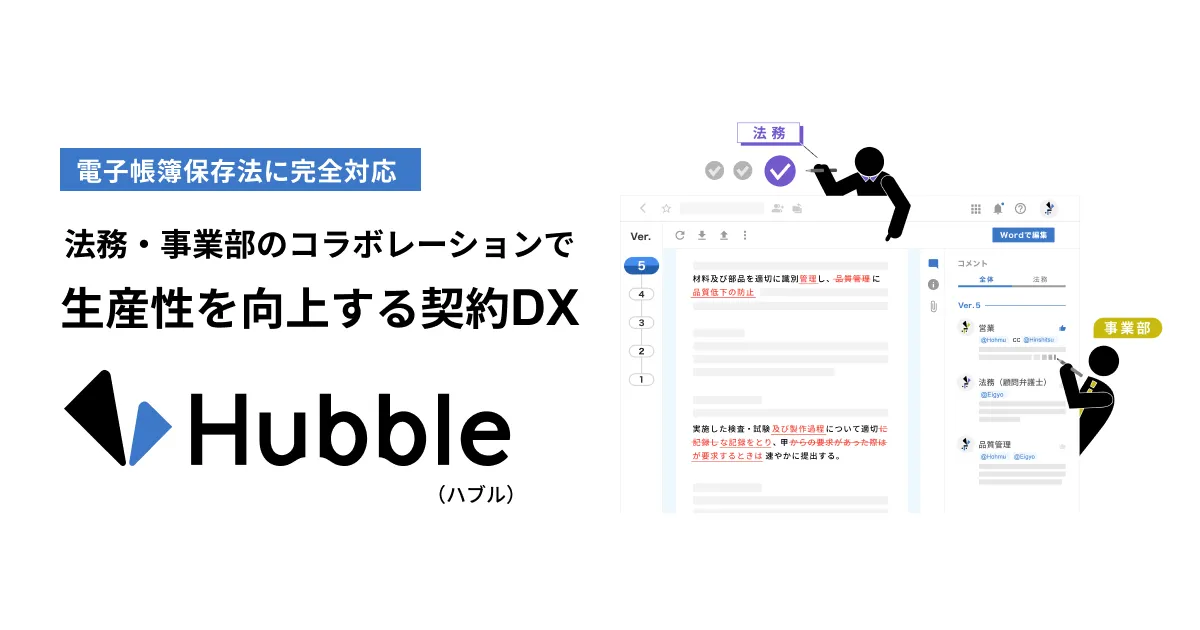 契約書管理サービス「Hubble」のサービス紹介イメージ