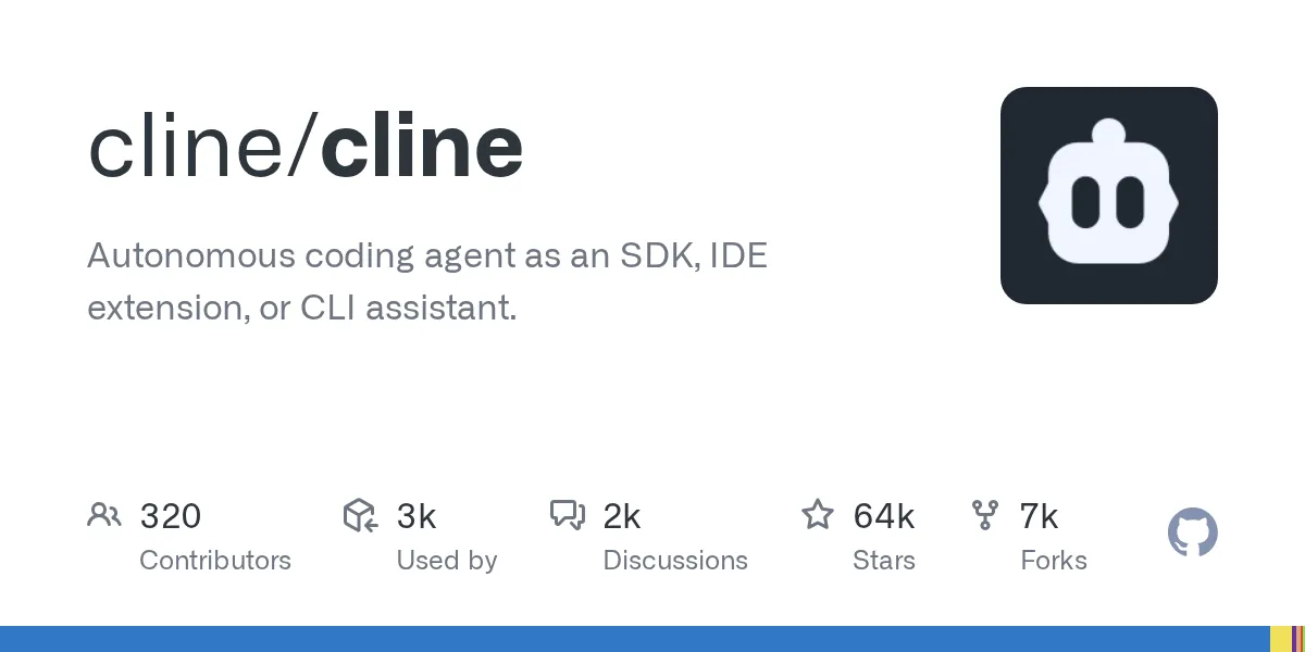 GLM-5.2をバックエンドに設定できるコーディングエージェントClineの公式GitHub