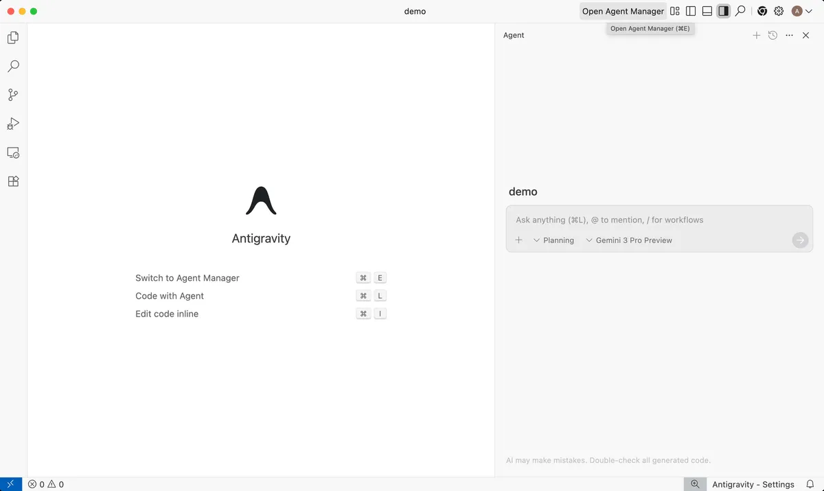 Google AntigravityのEditor ViewとAgent Manager画面（公式ブログより）