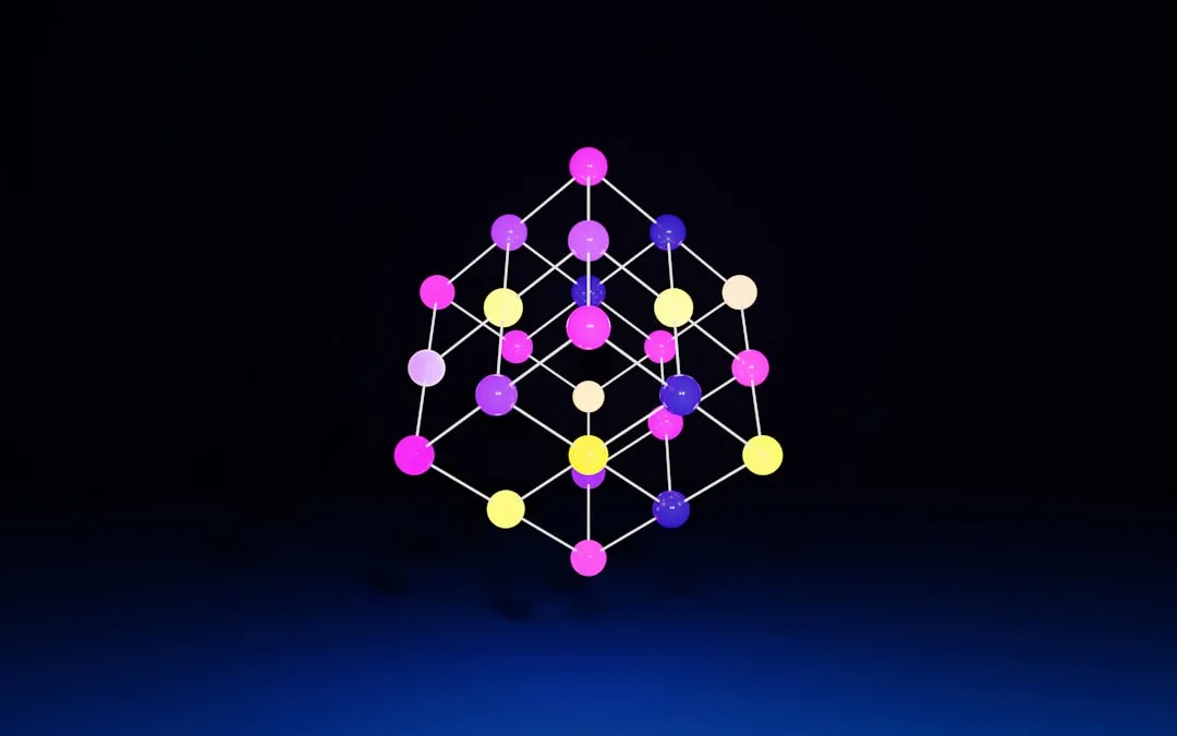 AIニューラルネットワークの3D可視化。Multi-Agent Orchestrationなどの最新機能を象徴