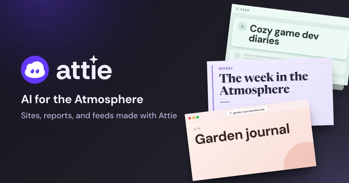 Attieで作れるフィード・レポート・サイトの例を並べた公式画像