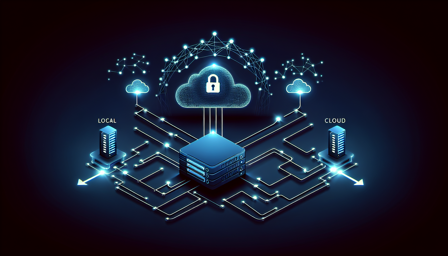 NemoClawのプライバシールーターによるローカルとクラウドの振り分け概念図