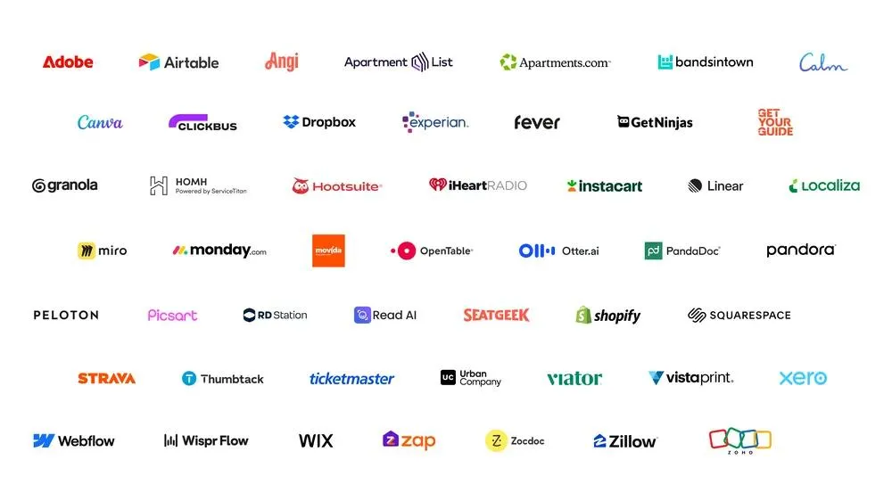 Connected Apps Platformに対応するInstacart・Canva・OpenTableなどのサービスロゴ一覧
