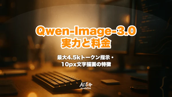 Qwen-Image-3.0とは?4.5kトークン指示・10px文字描画の実力と料金・使い方・GPT-Image-2/Nano Banana比較【2026年7月最新】