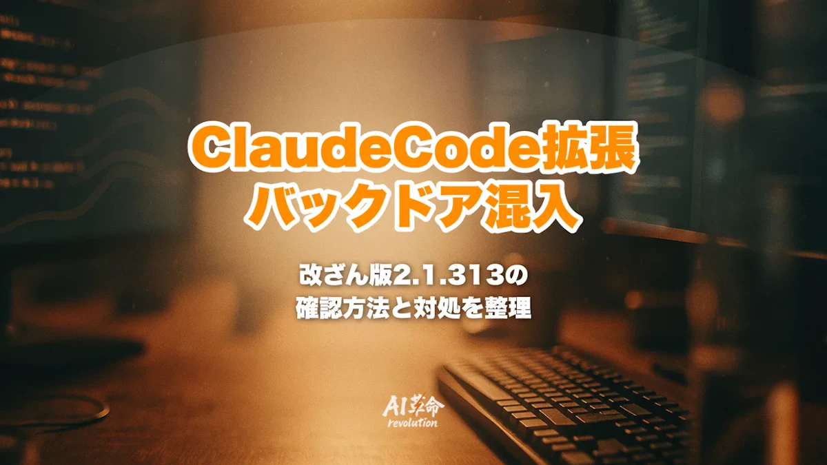 Claude Code拡張機能のバックドア(2.1.313)とは?対象者・確認方法・対処を整理