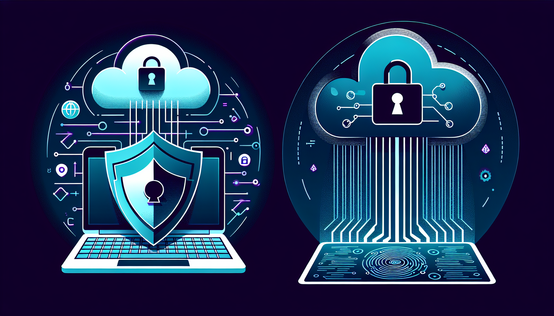 セキュリティとデータプライバシーの比較を表すイラスト