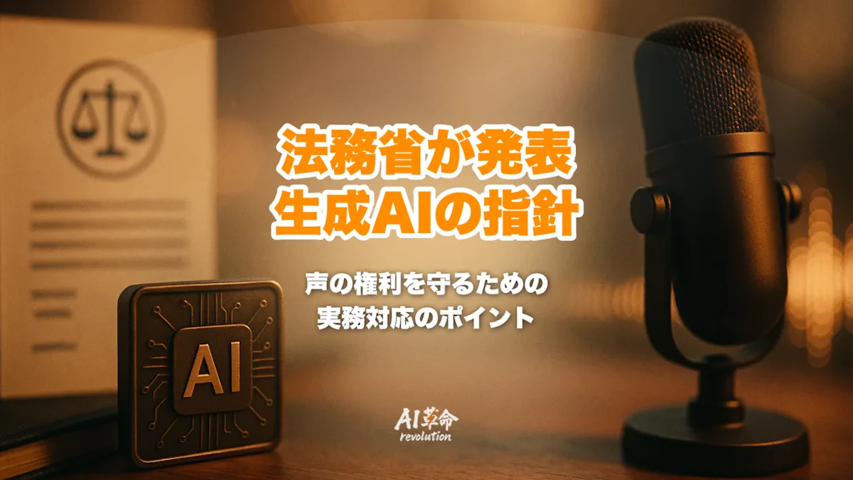 法務省が生成AIの「声の権利」指針を公表|パブリシティ権侵害になる例・AIカバーの線引き・企業の実務対応【2026年8月最新】