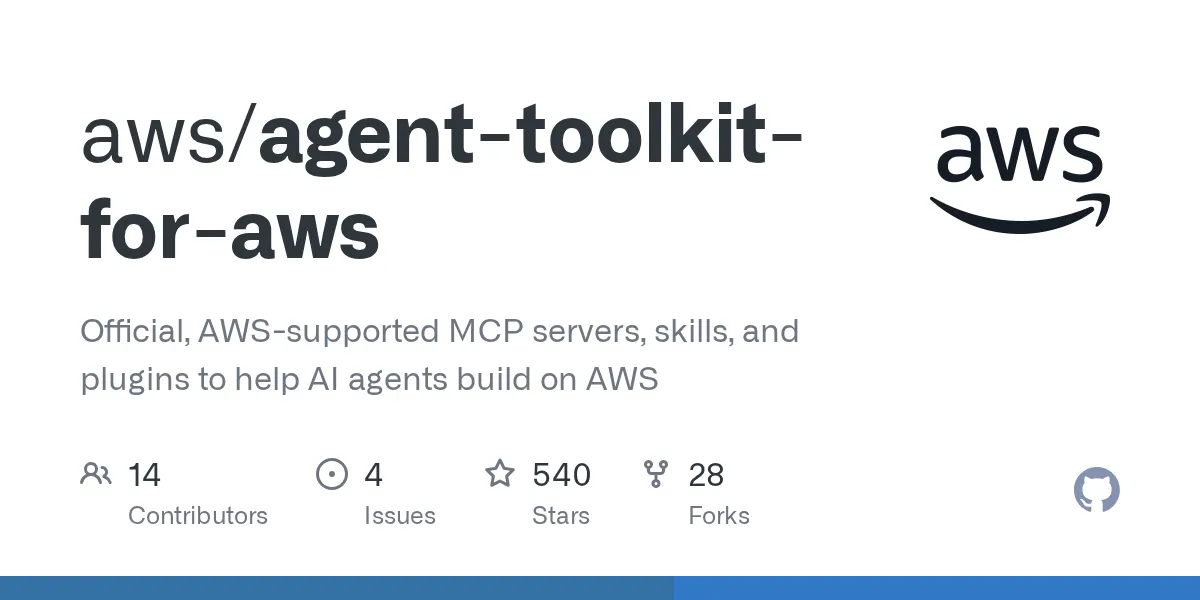 GitHub aws/agent-toolkit-for-aws 公式リポジトリのOGP画像