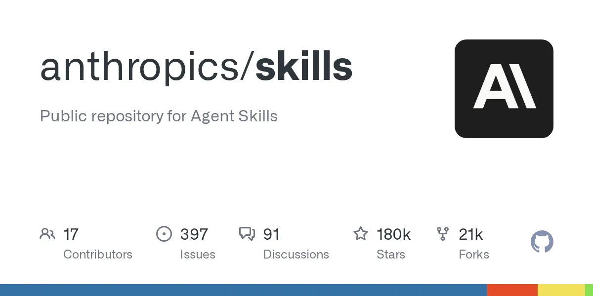 SKILL.md形式のAgent Skillsを公開するAnthropicのGitHubリポジトリ