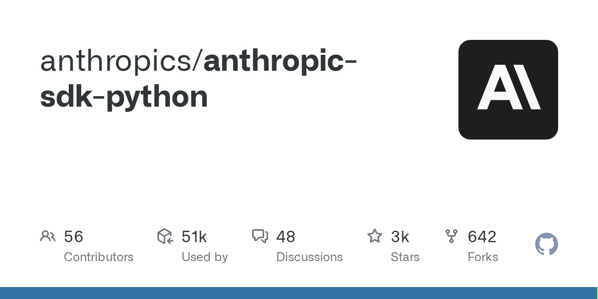 Anthropic Python SDK公式GitHubリポジトリ（Claude API用）
