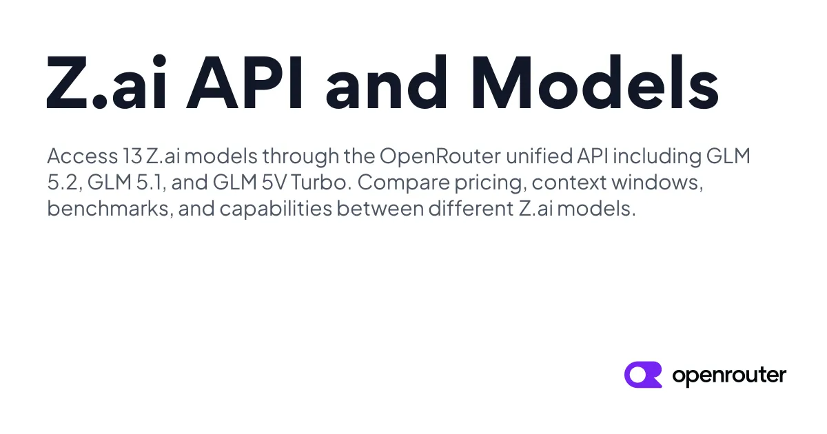 OpenRouterのZ.aiモデル一覧ページ（GLM-5.2を含む）