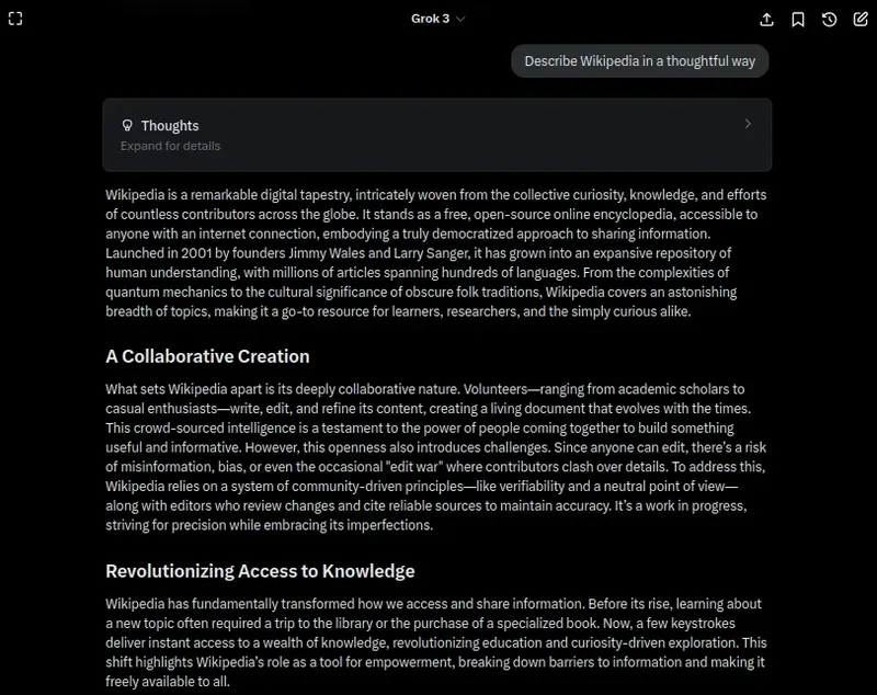 Grokチャットボットの画面例