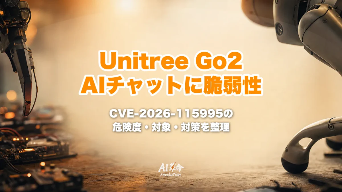 Unitree Go2の脆弱性CVE-2026-115995とは?AIチャット部品の危険度・対象バージョン・対策を整理