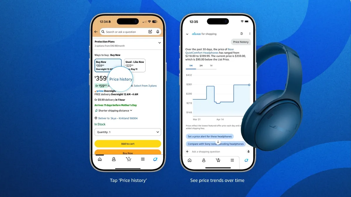 Alexa for Shoppingで商品の価格履歴（30日・90日・1年）を確認する画面