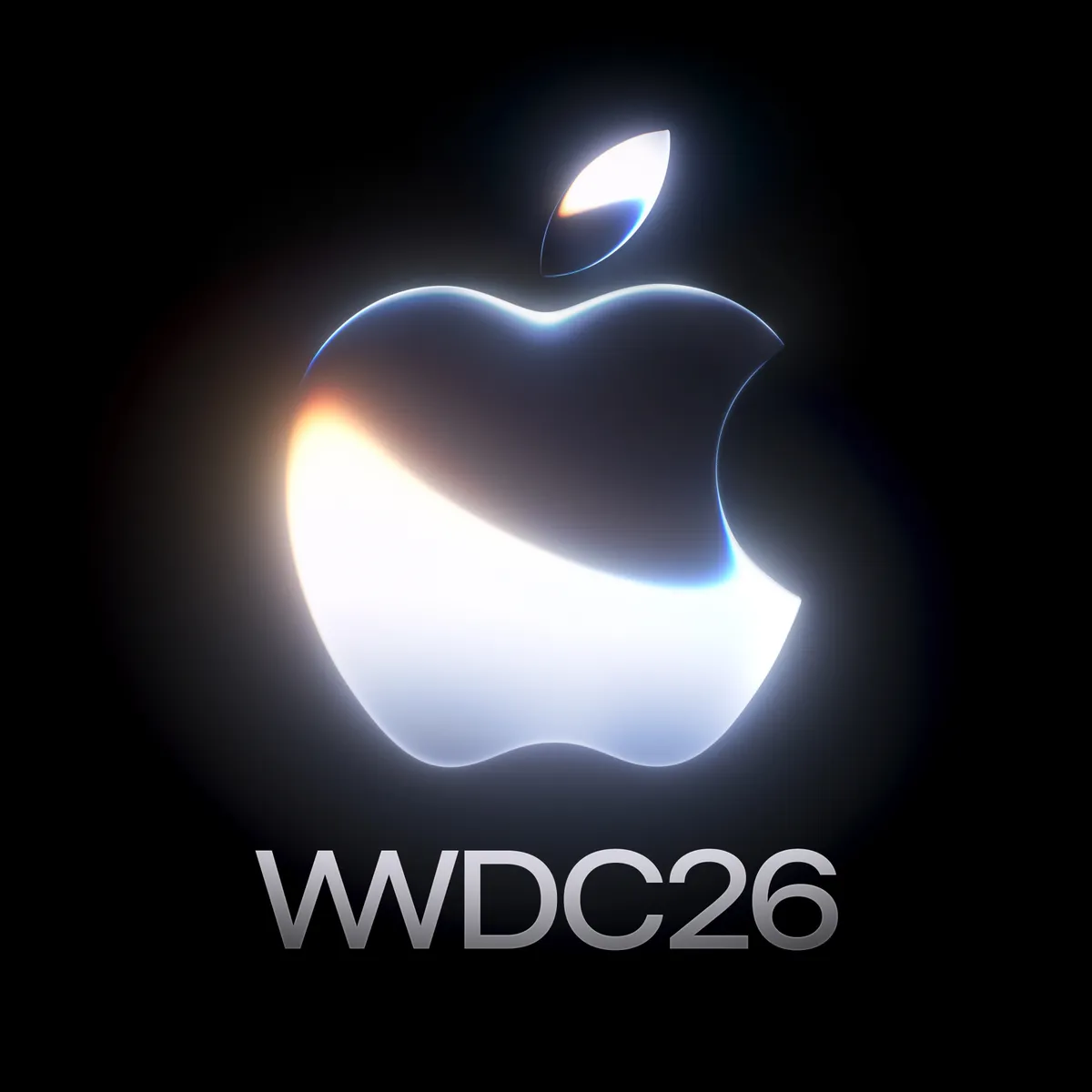 Apple WWDC26 2026 公式ロゴ - Liquid Glassデザインのリンゴマーク