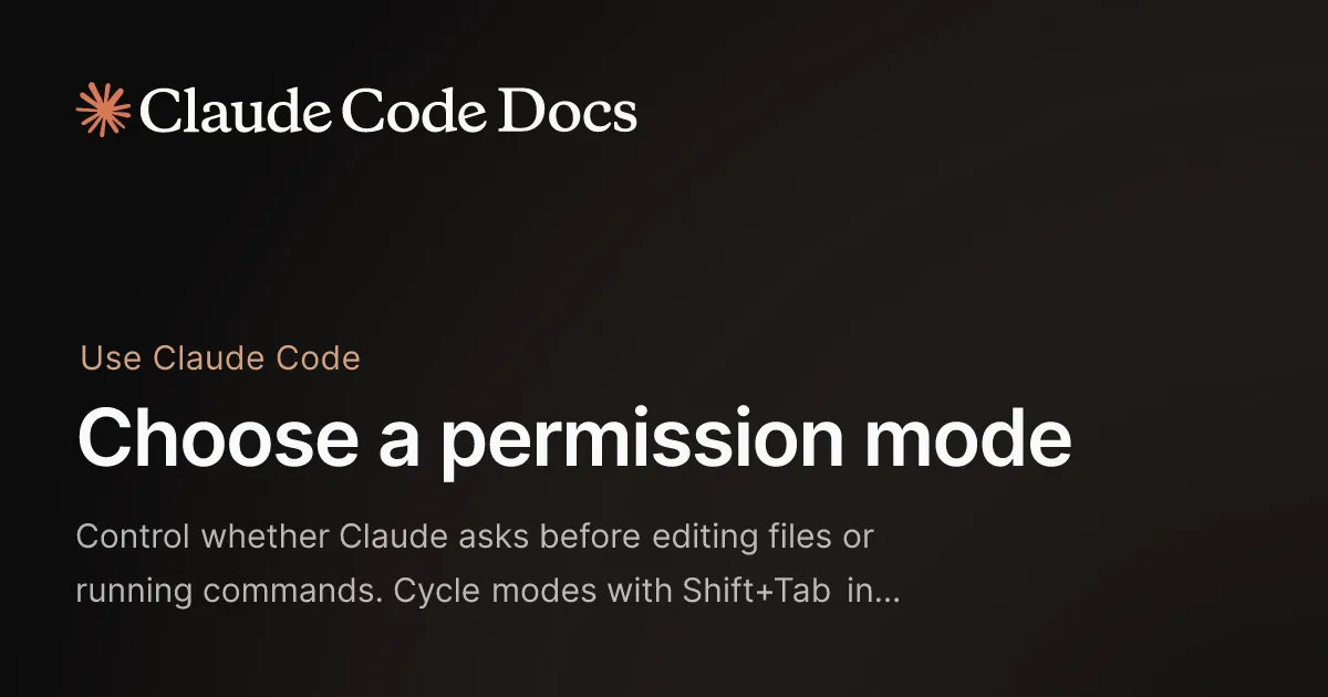 Claude Code 公式ドキュメント Permission modes ページのOGP画像