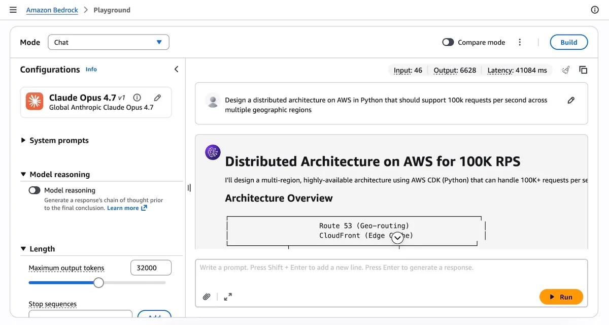 Amazon BedrockでClaude Opus 4.7を使ったプロンプト実行例