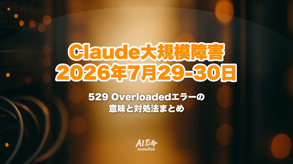 Claude大規模障害まとめ｜2026年7月29-30日のダウンと529 Overloadedエラーの意味・対処法