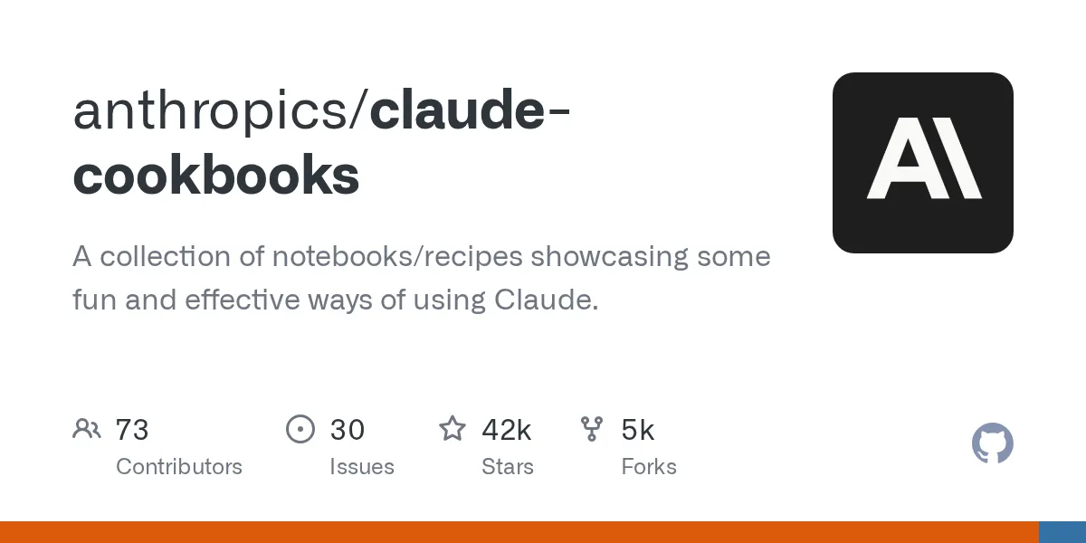 Anthropic Claude Cookbooks GitHubリポジトリ（金融サービス向けエージェントのコードスニペット提供元）