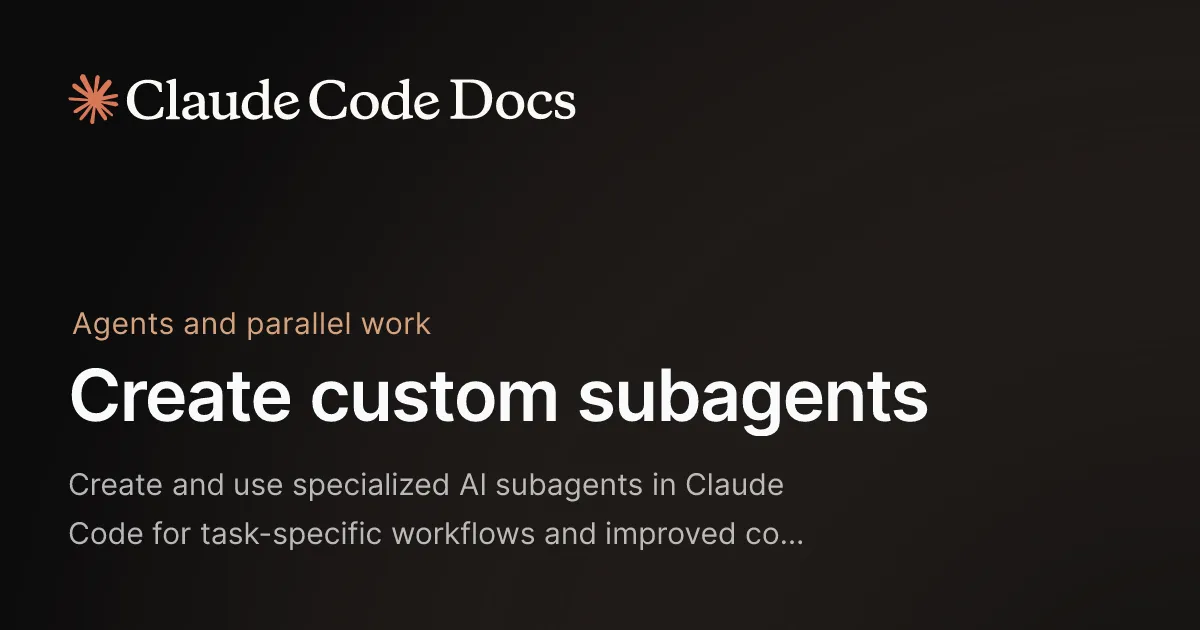 Claude Code 公式ドキュメント「Create custom subagents」のページ画像