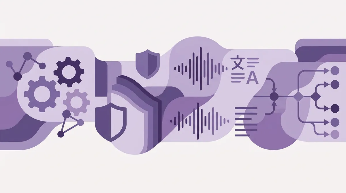 OpenRouterのコア機能 — セキュリティ・翻訳・音声・AIルーティングなど多様な機能を示すアイコン群