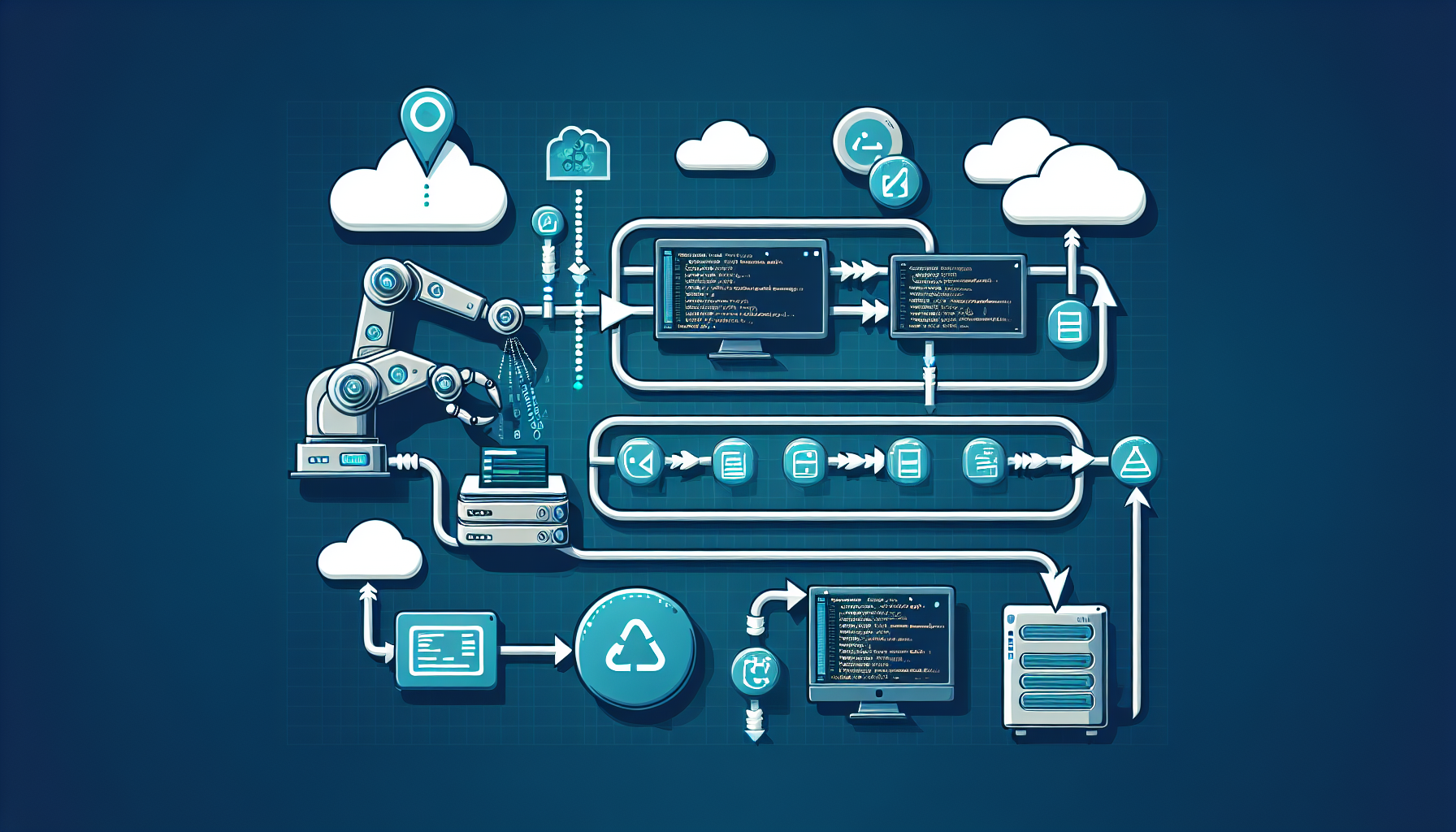 CI/CDパイプラインとAIによるコードレビュー自動化のイメージ