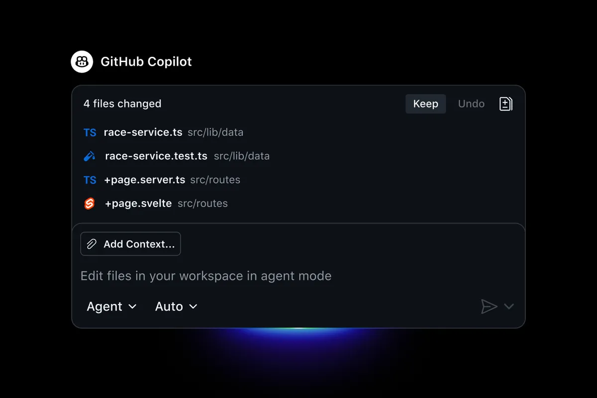 GitHub Copilot エージェントモードの操作画面