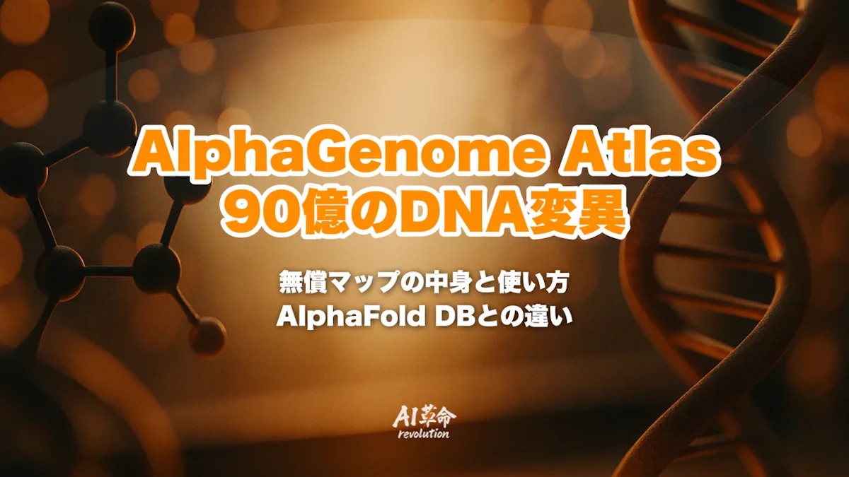 AlphaGenome Atlasとは|DeepMindが90億のDNA変異を予測した無償マップ・AVIスコア・AlphaFold DBの30倍規模と使い方【2026年9月最新】