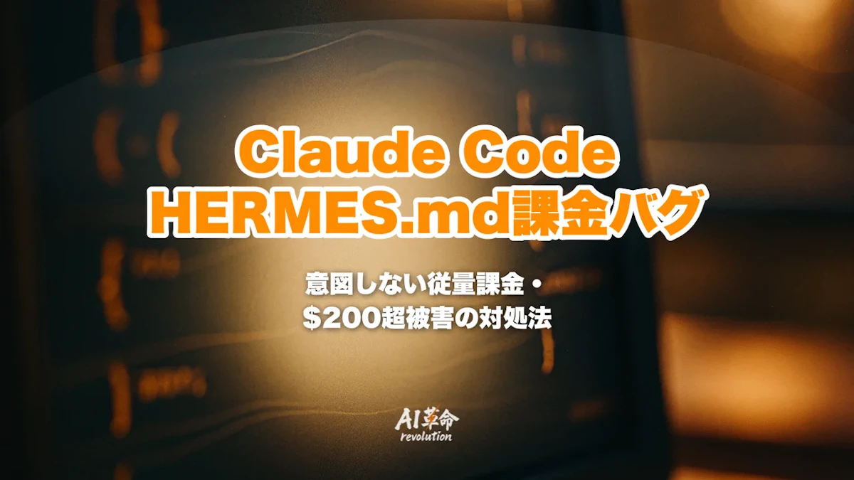 Claude Code HERMES.md 課金バグ まとめ|意図しない従量課金・$200超被害・対処法