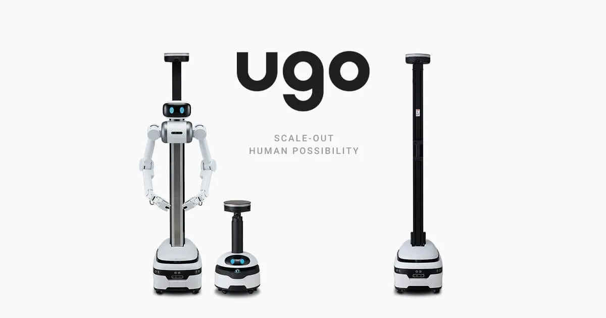 ugoが提供するアバター型警備ロボットの実機。巡回・監視の省人化に活用される