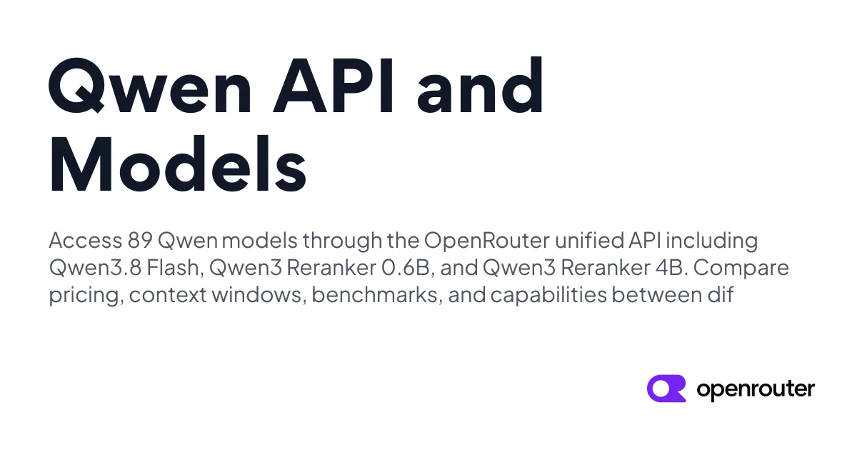 OpenRouterのQwenモデル一覧ページ。API経由でQwen3.8系を利用できる