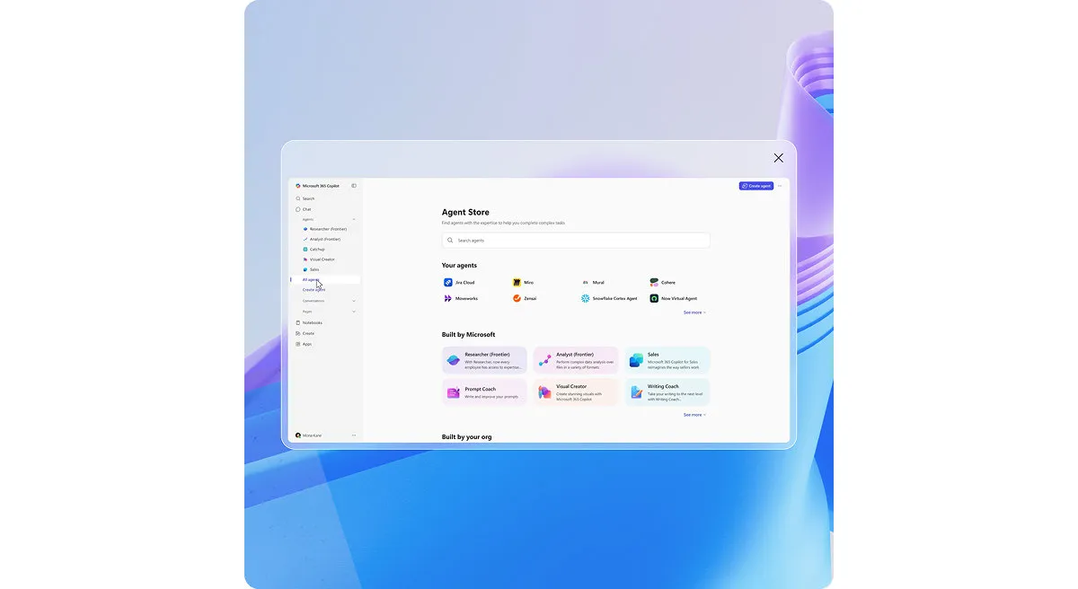 Microsoft 365 Copilotのエージェントストア画面(Skill Recorderの出力先となるエージェント環境)