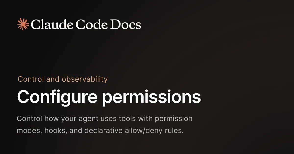 Claude Agent SDKの権限設定(Configure permissions)を説明する公式ドキュメントの画像