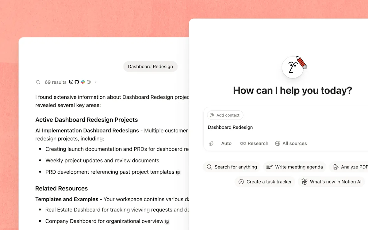 Notion AIのEnterprise Search機能でワークスペースを横断検索する画面