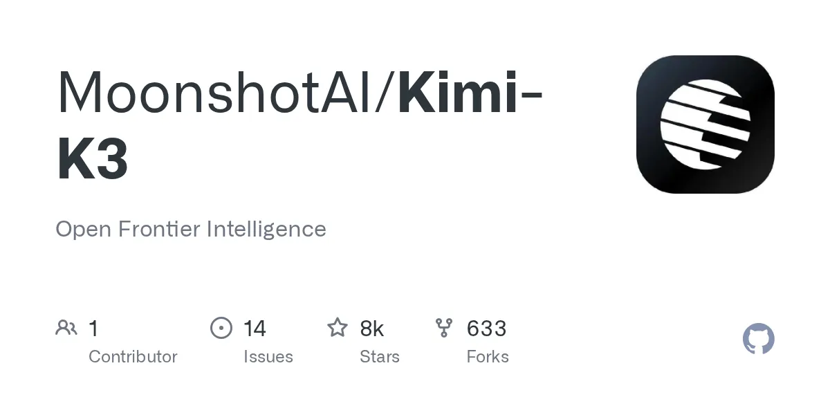 Kimi K3の技術情報が公開されているMoonshot AI公式GitHubリポジトリ