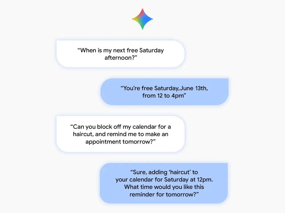 Gemini for Home との自然な会話のやり取りを示すイメージ