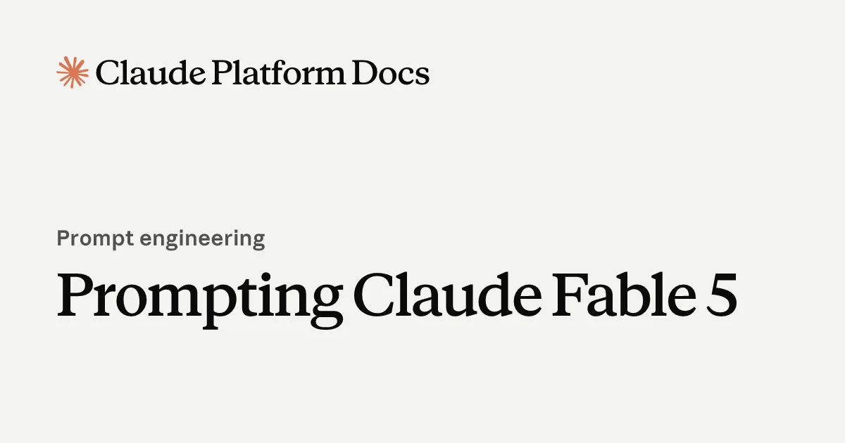 Claude Platform公式ドキュメント「Prompting Claude Fable 5」のページ