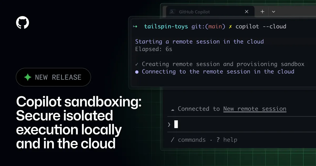 ローカルとクラウドのCopilotサンドボックスを紹介するGitHub公式の画像