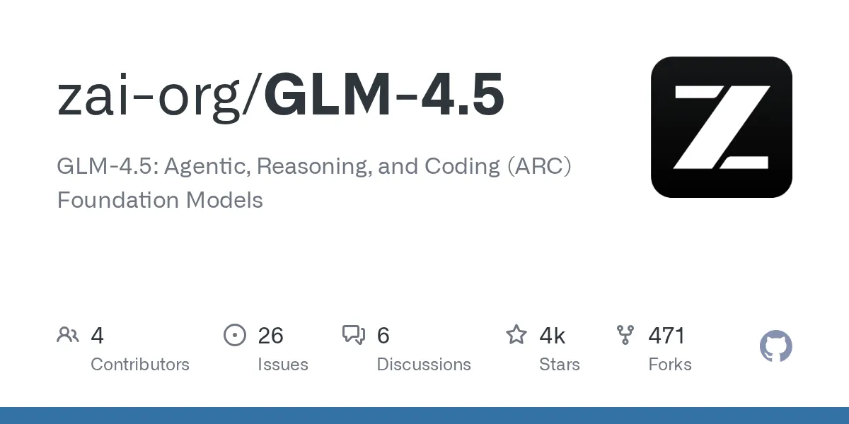 Z.ai（zai-org）が公開するGLMシリーズの公式GitHubリポジトリ。Ox AlphaのGLM説で名前が挙がる開発元