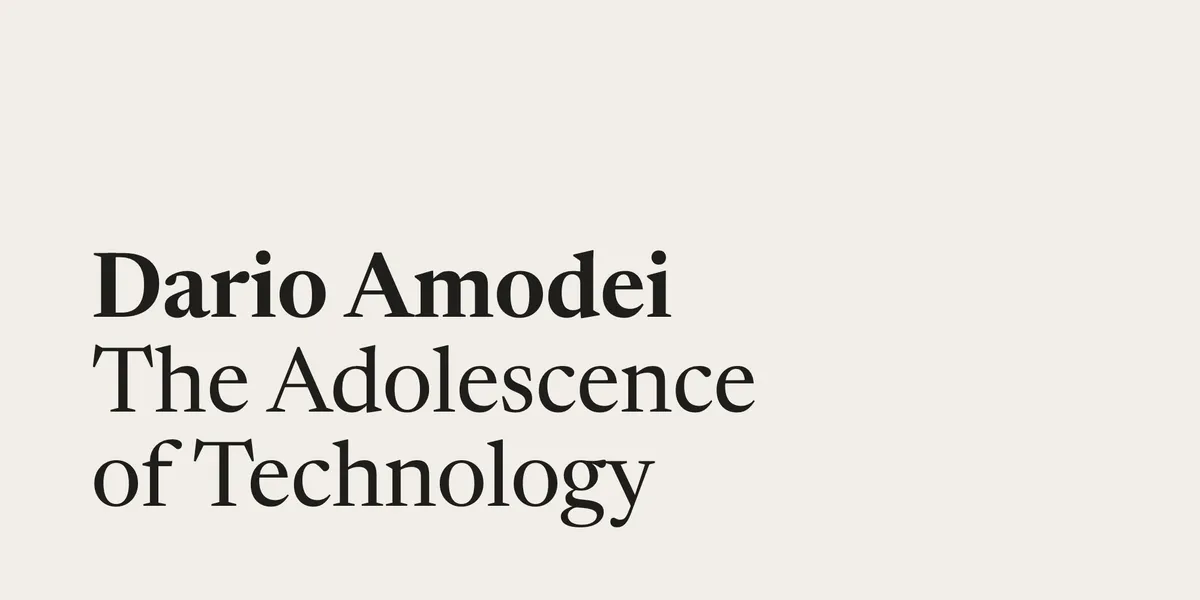 ダリオ・アモデイ氏の公式エッセイ「The Adolescence of Technology」のカバー画像