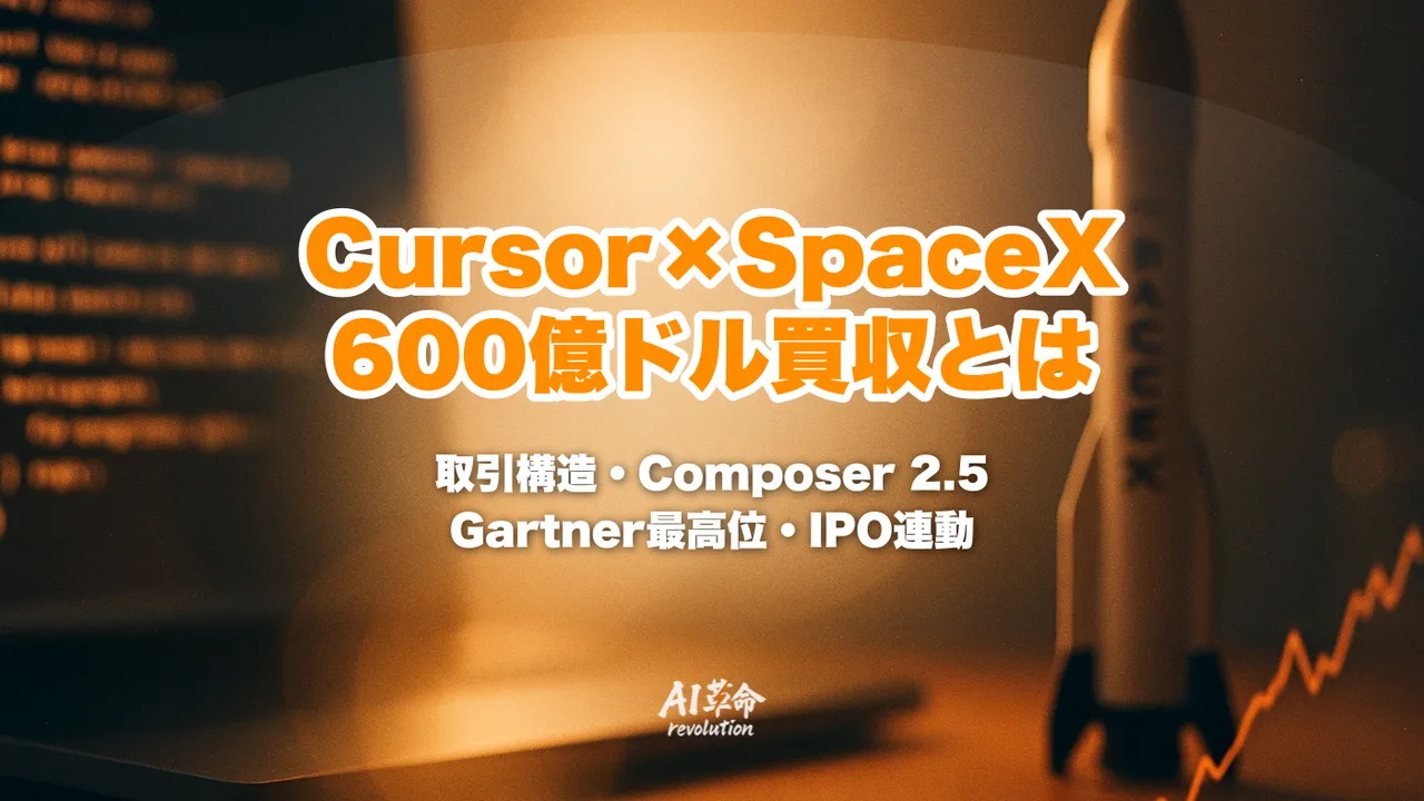 Cursor × SpaceX 600億ドル買収オプションとは|取引構造・Composer 2.5・Gartner最高位・IPOタイムライン徹底解説【2026年6月最新】