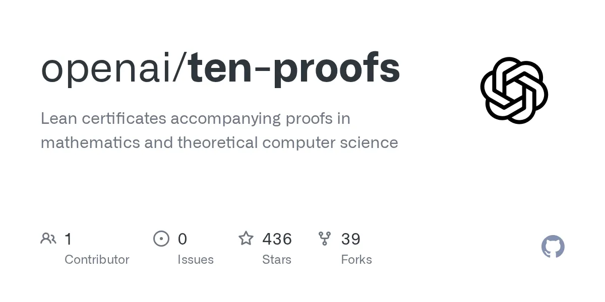 OpenAIが公開したGitHubリポジトリ openai/ten-proofs のページ