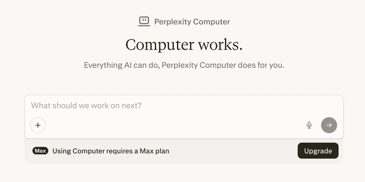 Perplexity Computerのインターフェース画面