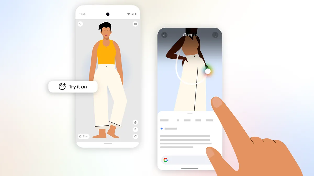 Google「Try It On」バーチャル試着機能のイメージ（Googleショッピングで衣服を試着）