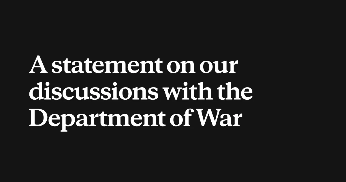 Anthropic公式声明『A statement on our discussions with the Department of War』（出典: Anthropic）