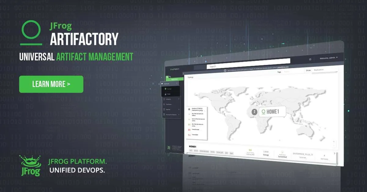 JFrog Artifactory公式サイトのイメージ。掲示板の舞台となった社内パッケージ管理基盤