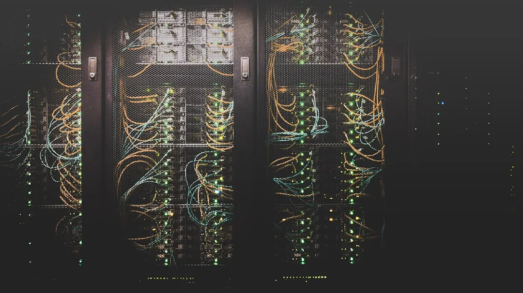 AIの計算資源を支えるデータセンターのサーバーとケーブル