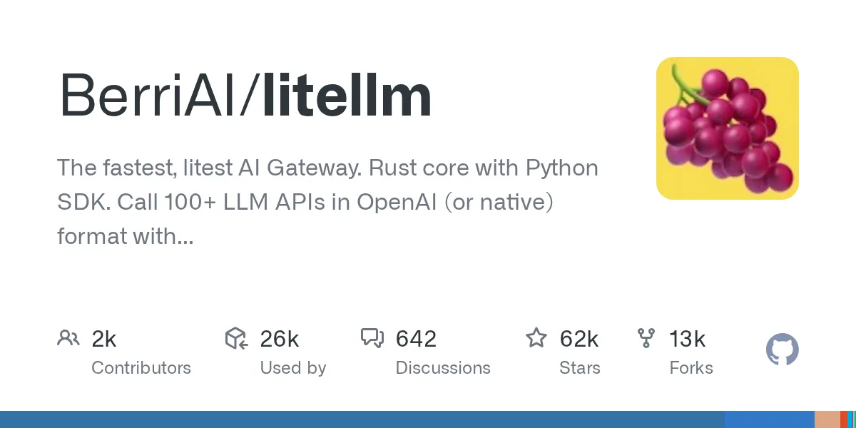 LiteLLM の GitHub リポジトリ BerriAI/litellm