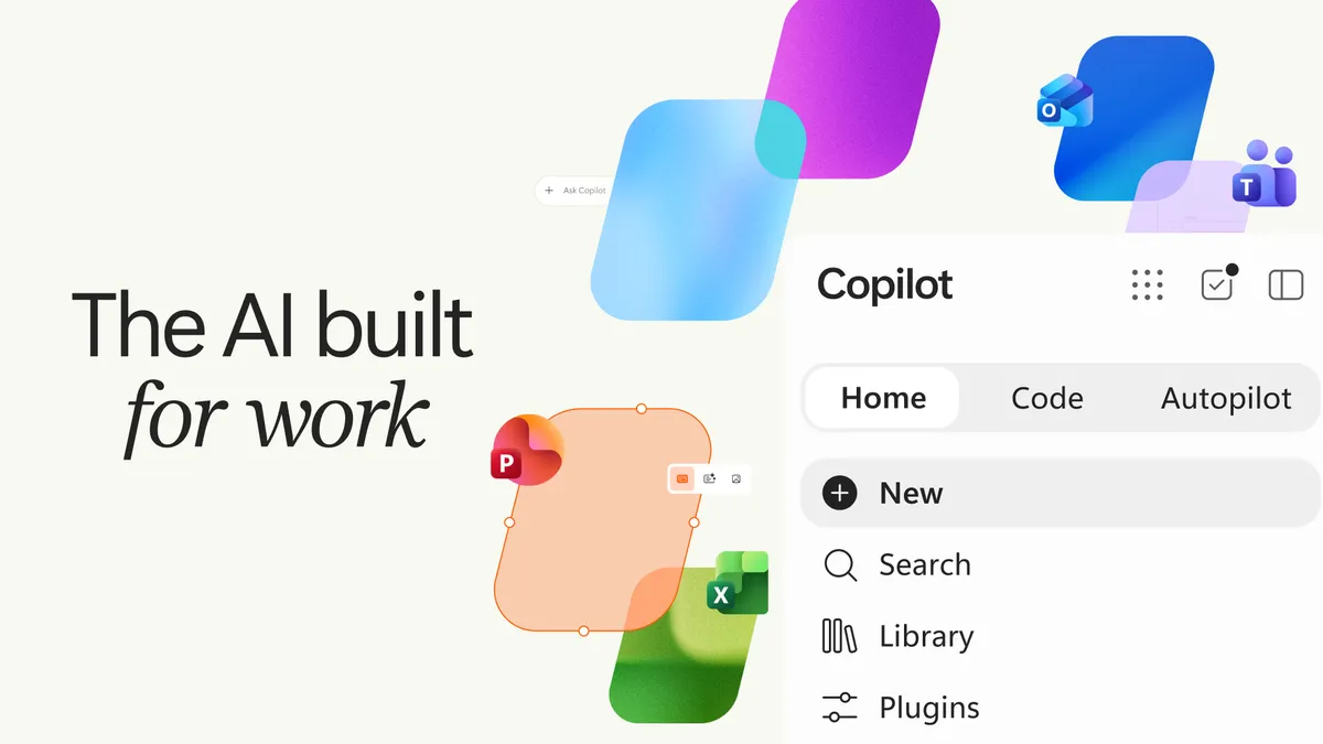 Home・Code・Autopilotのタブを備えた新しいMicrosoft Copilotの画面イメージ