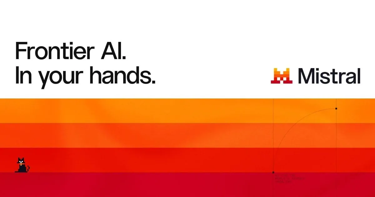 「Frontier AI. In your hands.」を掲げる Mistral 公式サイトのキービジュアル